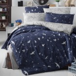 Единичен спален комплект ранфорс памук - СВОБОДА синьо